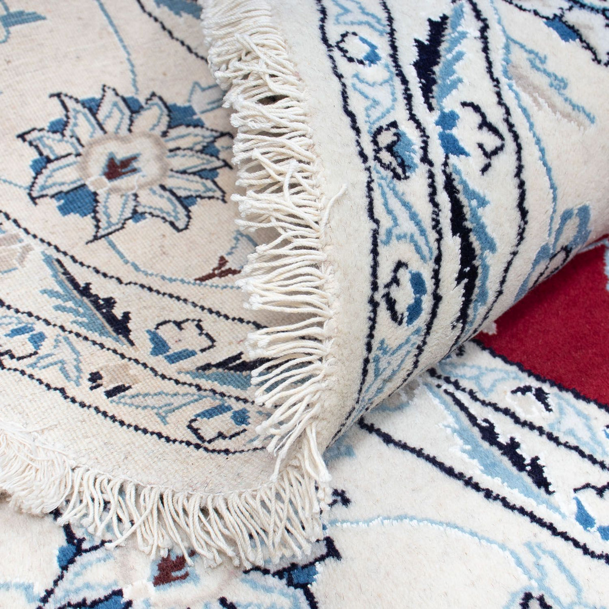 Persisk matta - Nain runt  - 247 x 247 cm - mörkröd