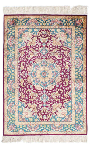 Persisk matta - Ghom - 148 x 99 cm - mörkröd