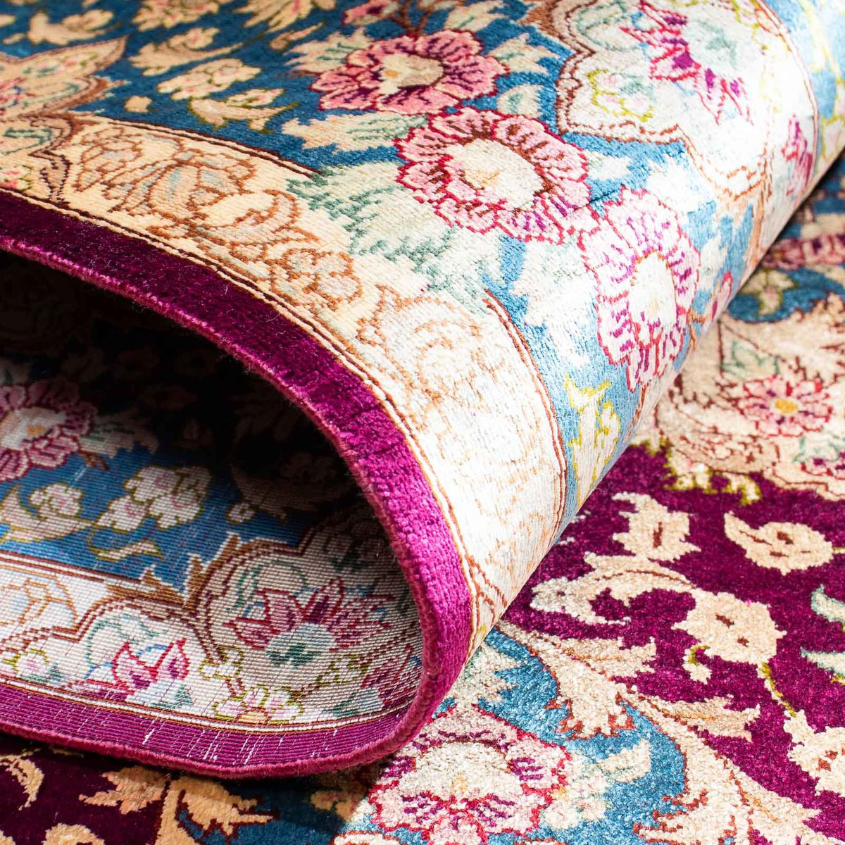 Persisk matta - Ghom - 148 x 99 cm - mörkröd