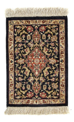 Silk Carpet - Ghom Silk - Premium - 42 x 28 cm - mörkblå
