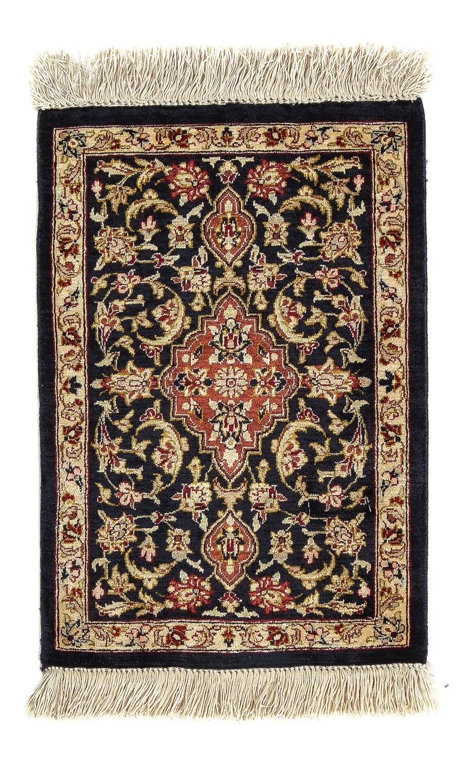 Silk Carpet - Ghom Silk - Premium - 42 x 28 cm - mörkblå