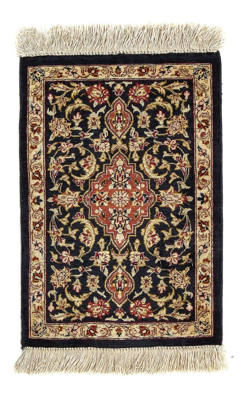 Silk Carpet - Ghom Silk - Premium - 42 x 28 cm - mörkblå