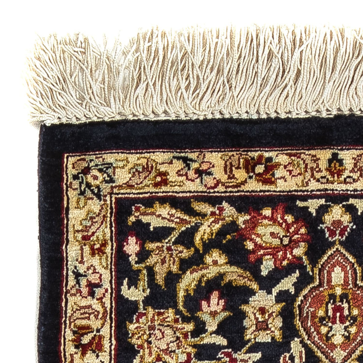 Silk Carpet - Ghom Silk - Premium - 42 x 28 cm - mörkblå