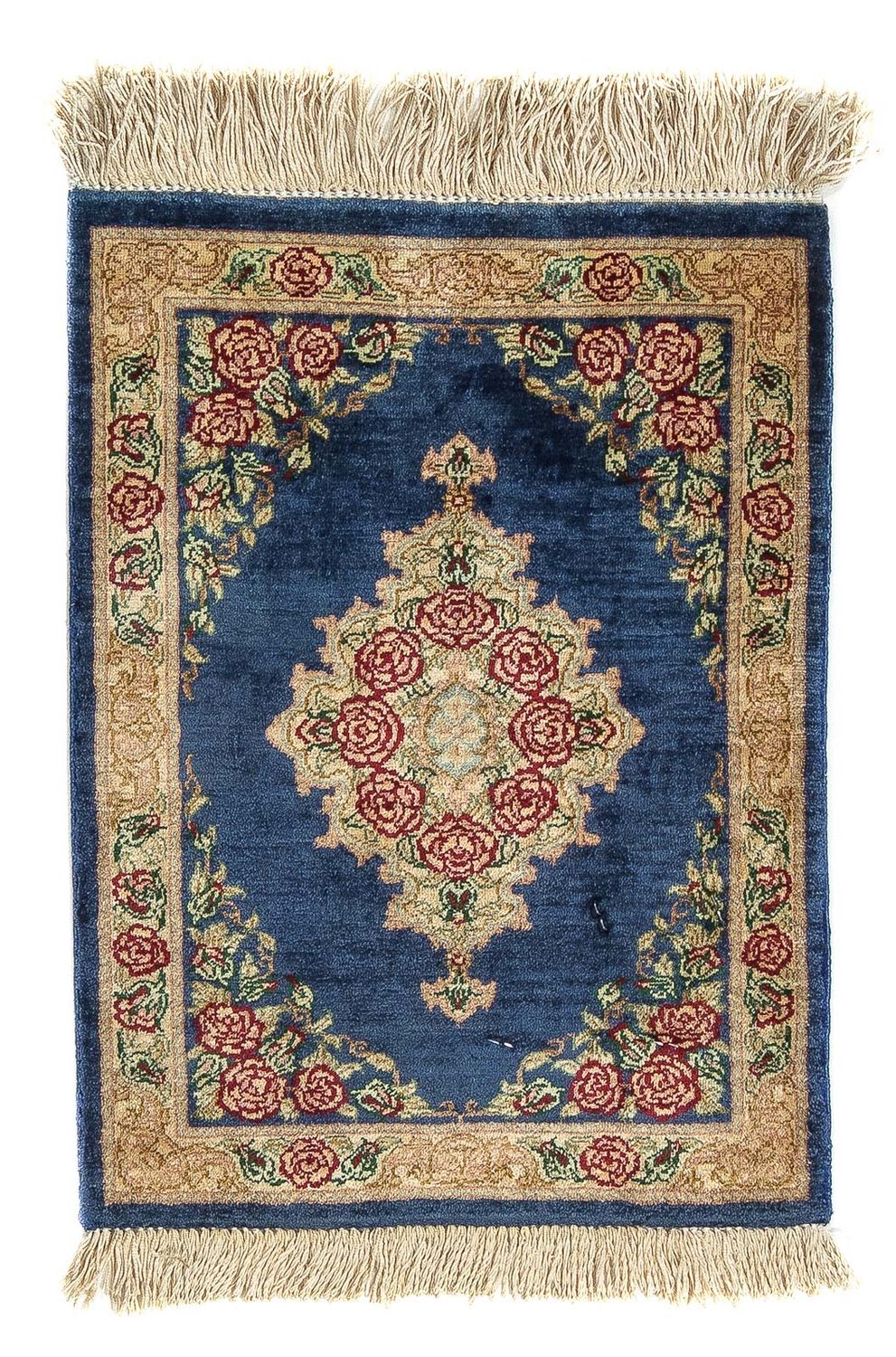 Silk Carpet - Ghom Silk - Premium - 39 x 28 cm - mörkblå