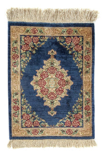 Silk Carpet - Ghom Silk - Premium - 39 x 28 cm - mörkblå