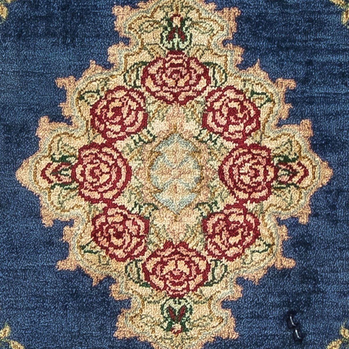 Silk Carpet - Ghom Silk - Premium - 39 x 28 cm - mörkblå