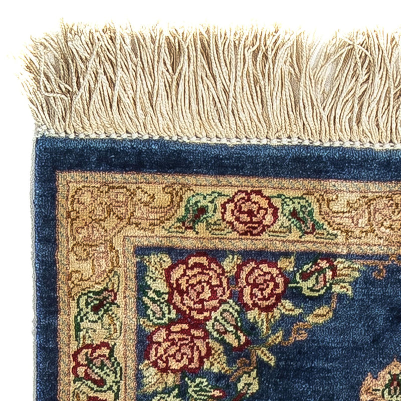 Silk Carpet - Ghom Silk - Premium - 39 x 28 cm - mörkblå