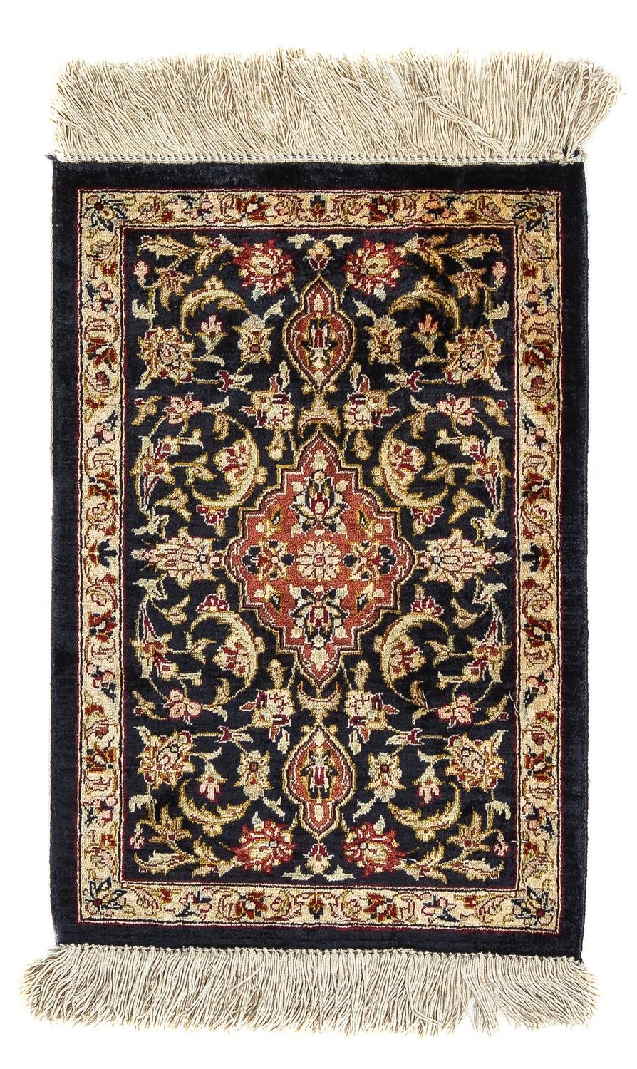 Silk Carpet - Ghom Silk - Premium - 41 x 28 cm - mörkblå