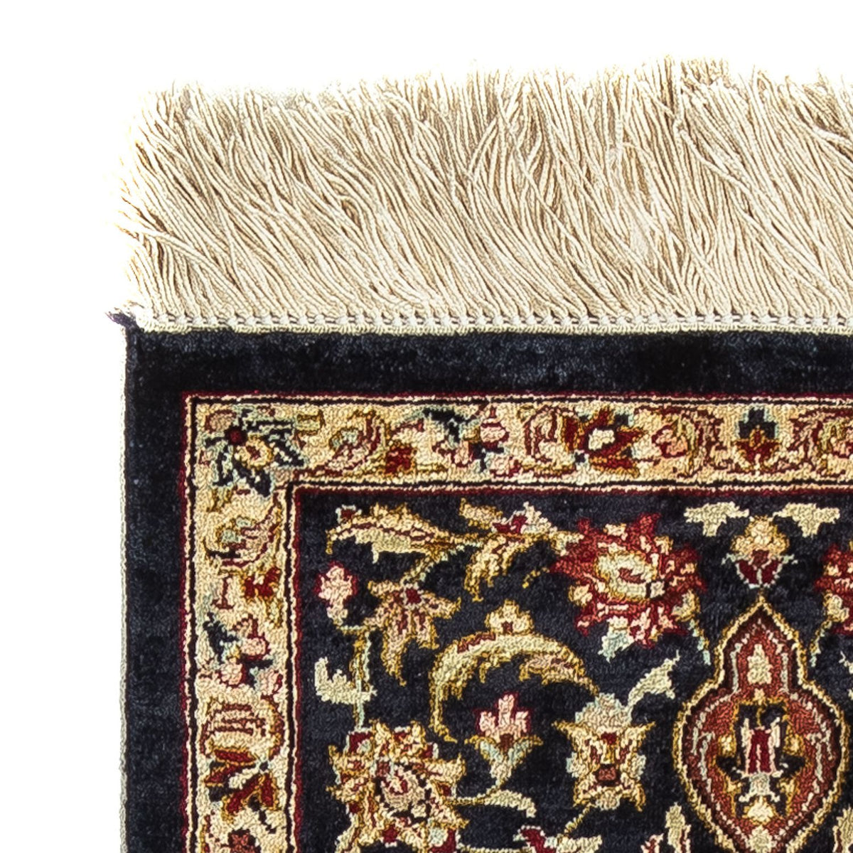 Silk Carpet - Ghom Silk - Premium - 41 x 28 cm - mörkblå