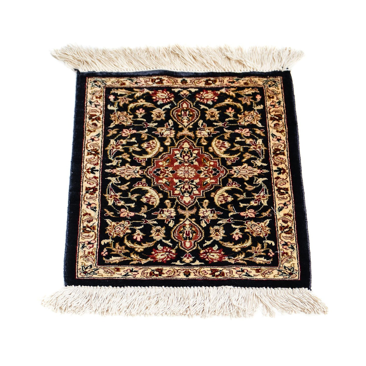 Silk Carpet - Ghom Silk - Premium - 41 x 28 cm - mörkblå