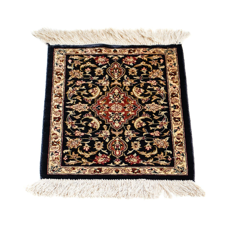 Silk Carpet - Ghom Silk - Premium - 41 x 28 cm - mörkblå