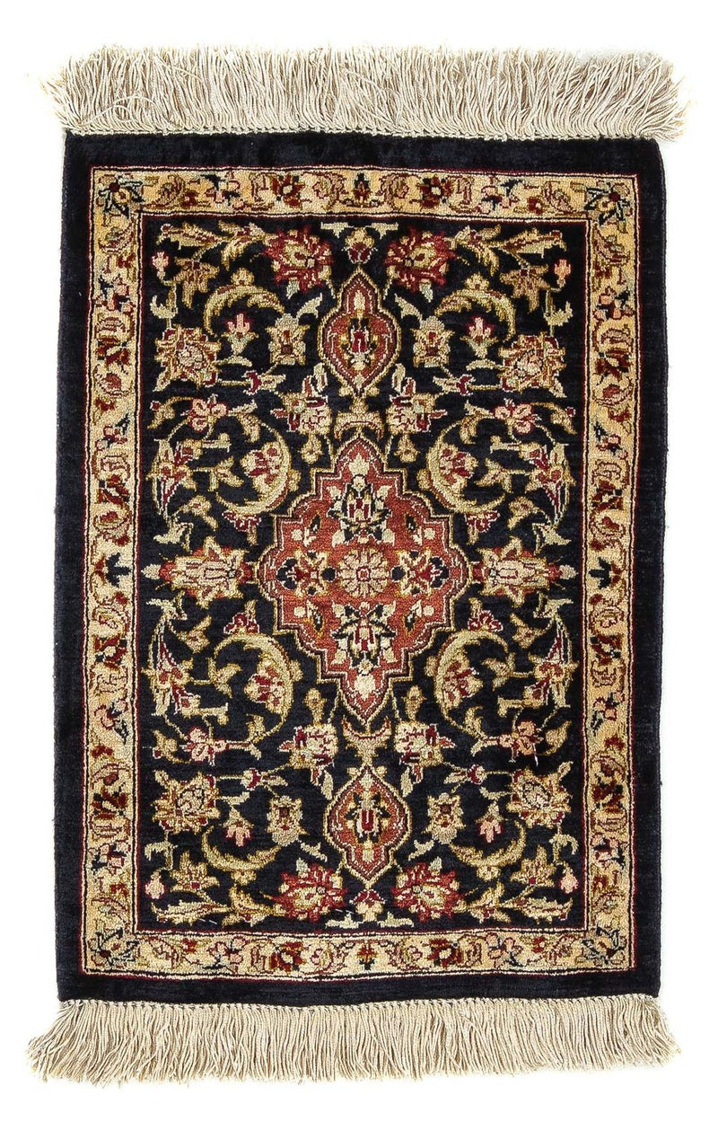 Silk Carpet - Ghom Silk - Premium - 41 x 28 cm - mörkblå