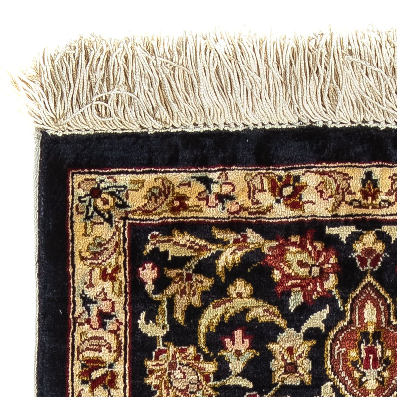 Silk Carpet - Ghom Silk - Premium - 41 x 28 cm - mörkblå