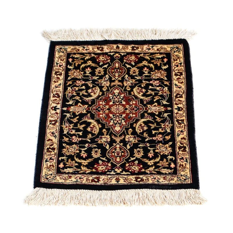 Silk Carpet - Ghom Silk - Premium - 41 x 28 cm - mörkblå