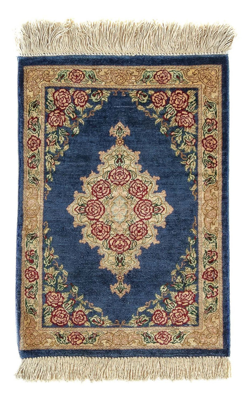 Silk Carpet - Ghom Silk - Premium - 40 x 28 cm - mörkblå