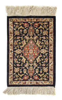 Silk Carpet - Ghom Silk - Premium - 41 x 28 cm - mörkblå