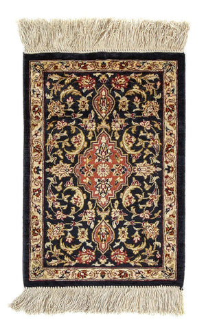Silk Carpet - Ghom Silk - Premium - 41 x 28 cm - mörkblå