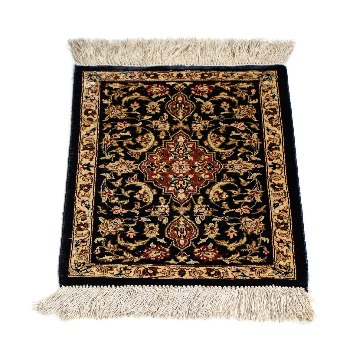 Silk Carpet - Ghom Silk - Premium - 41 x 28 cm - mörkblå