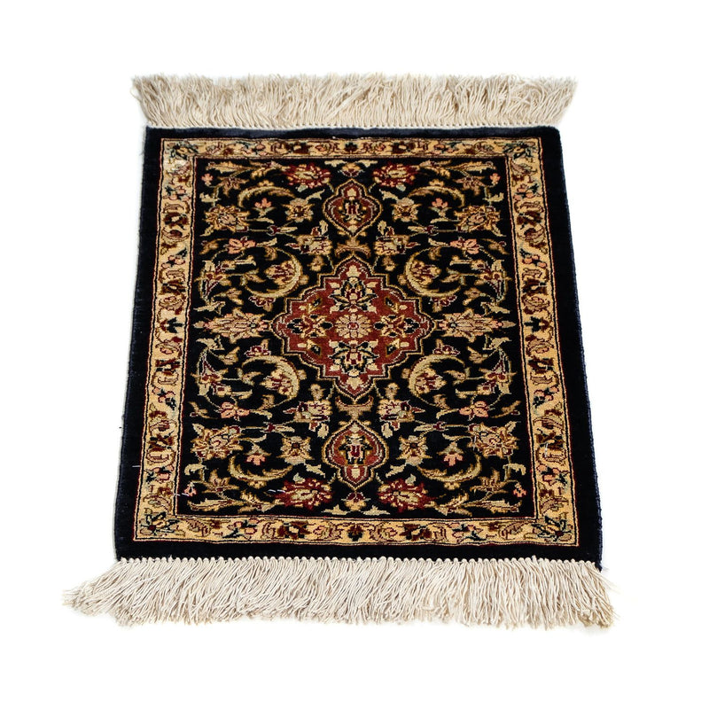 Silk Carpet - Ghom Silk - Premium - 41 x 28 cm - mörkblå