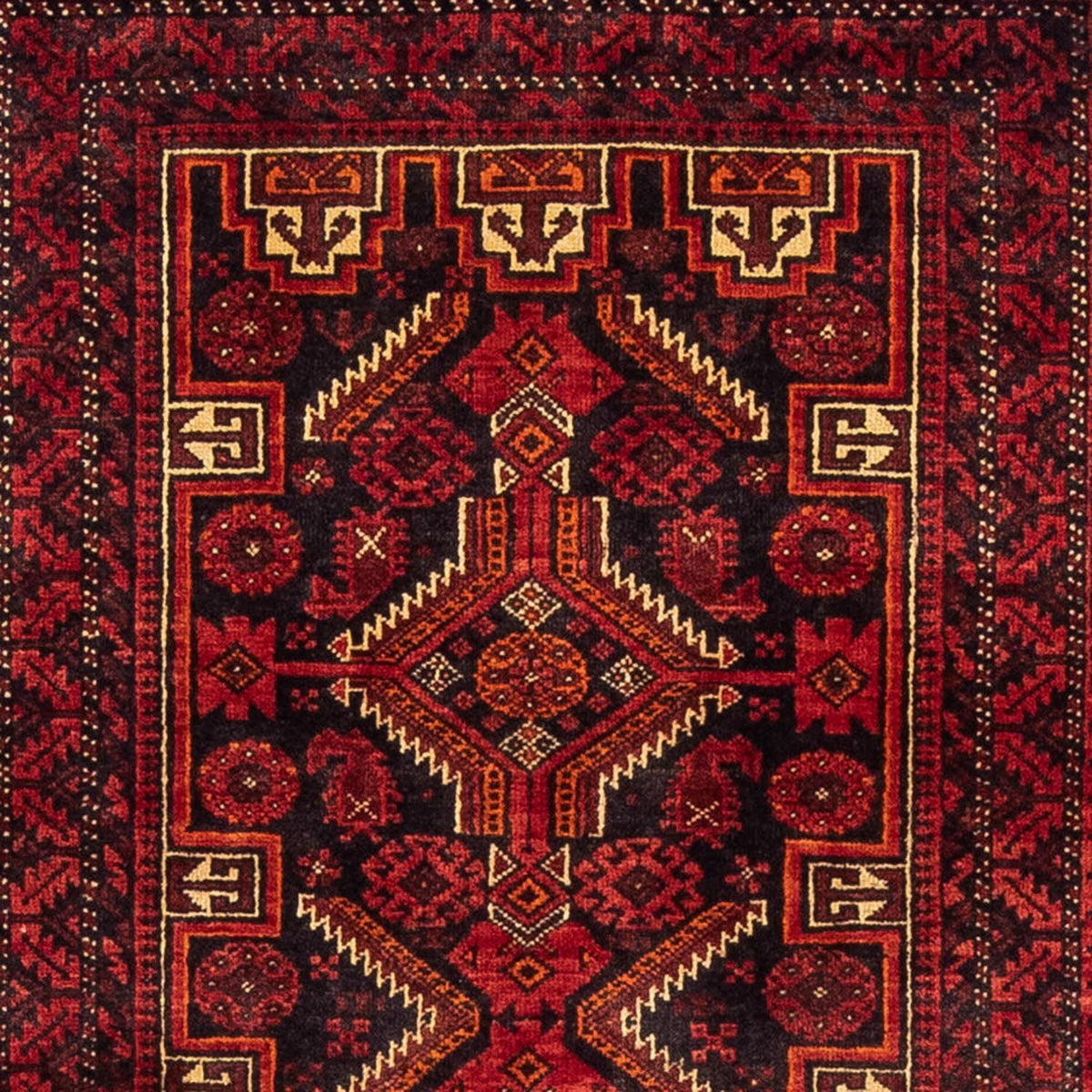 Runner Baluch-matta - 195 x 89 cm - mörkröd