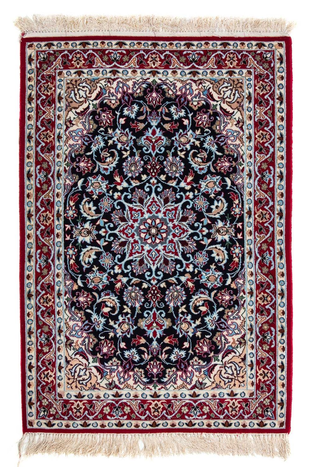 Persisk matta - Isfahan - Premium - 104 x 72 cm - mörkröd