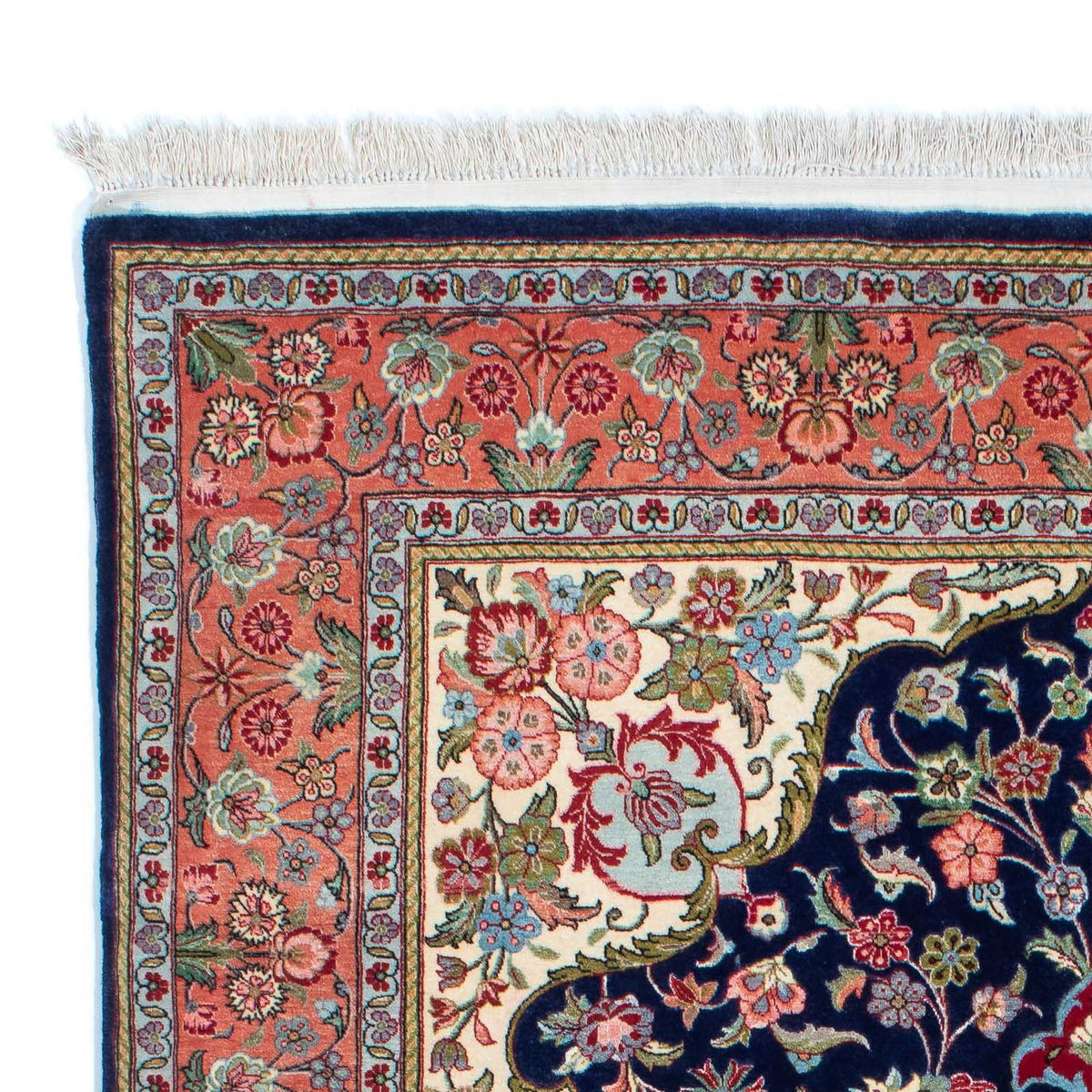 Persisk matta - Ghom - 215 x 139 cm - mörkblå