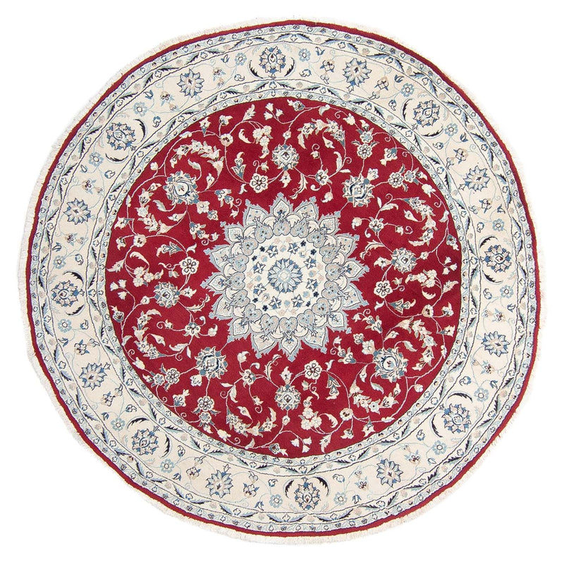 Persisk matta - Nain runt  - 250 x 250 cm - mörkröd