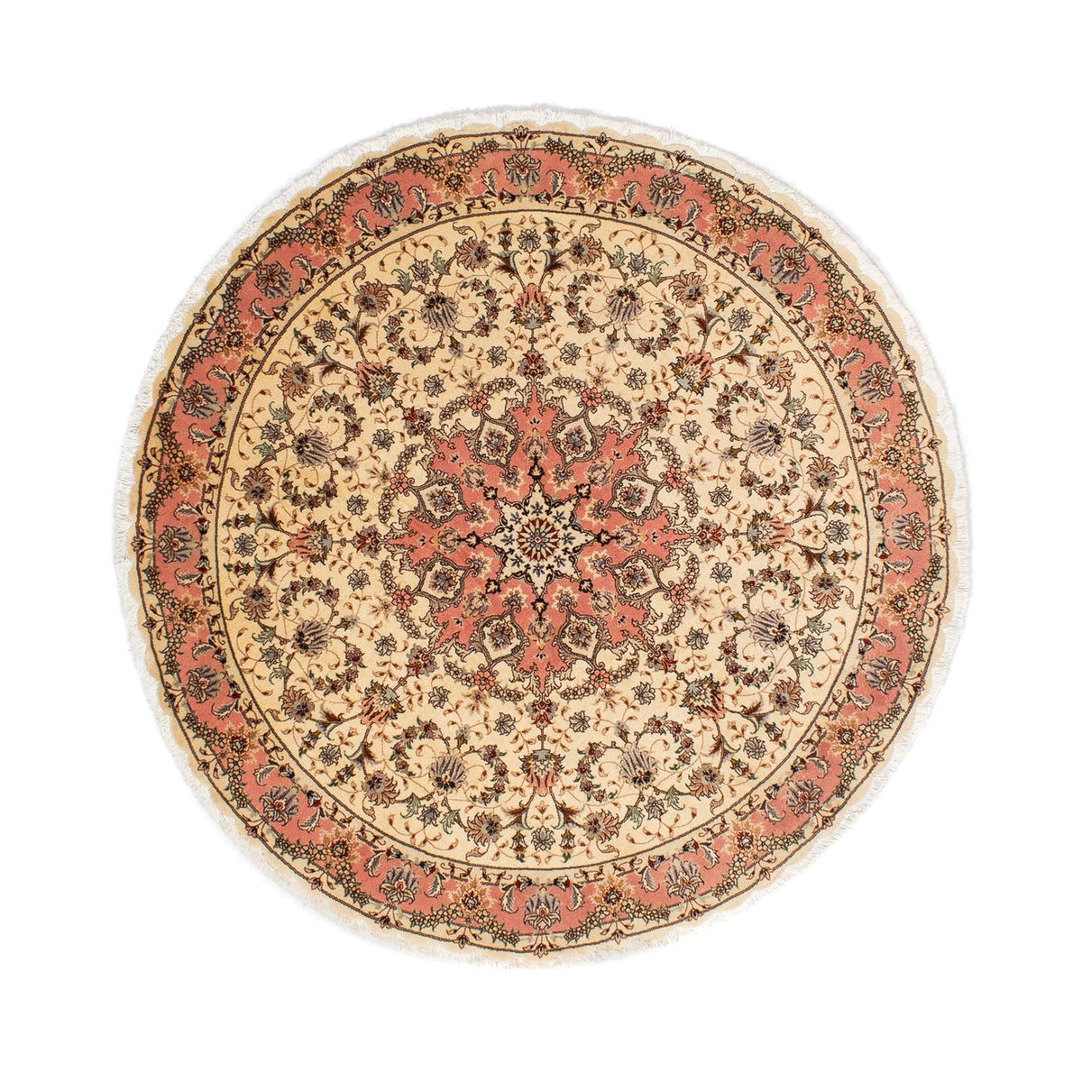 Persisk matta - Tabriz - Royal runt  - 150 x 150 cm - ljusbrun