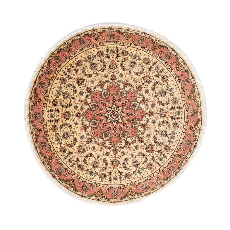 Persisk matta - Tabriz - Royal runt  - 150 x 150 cm - ljusbrun