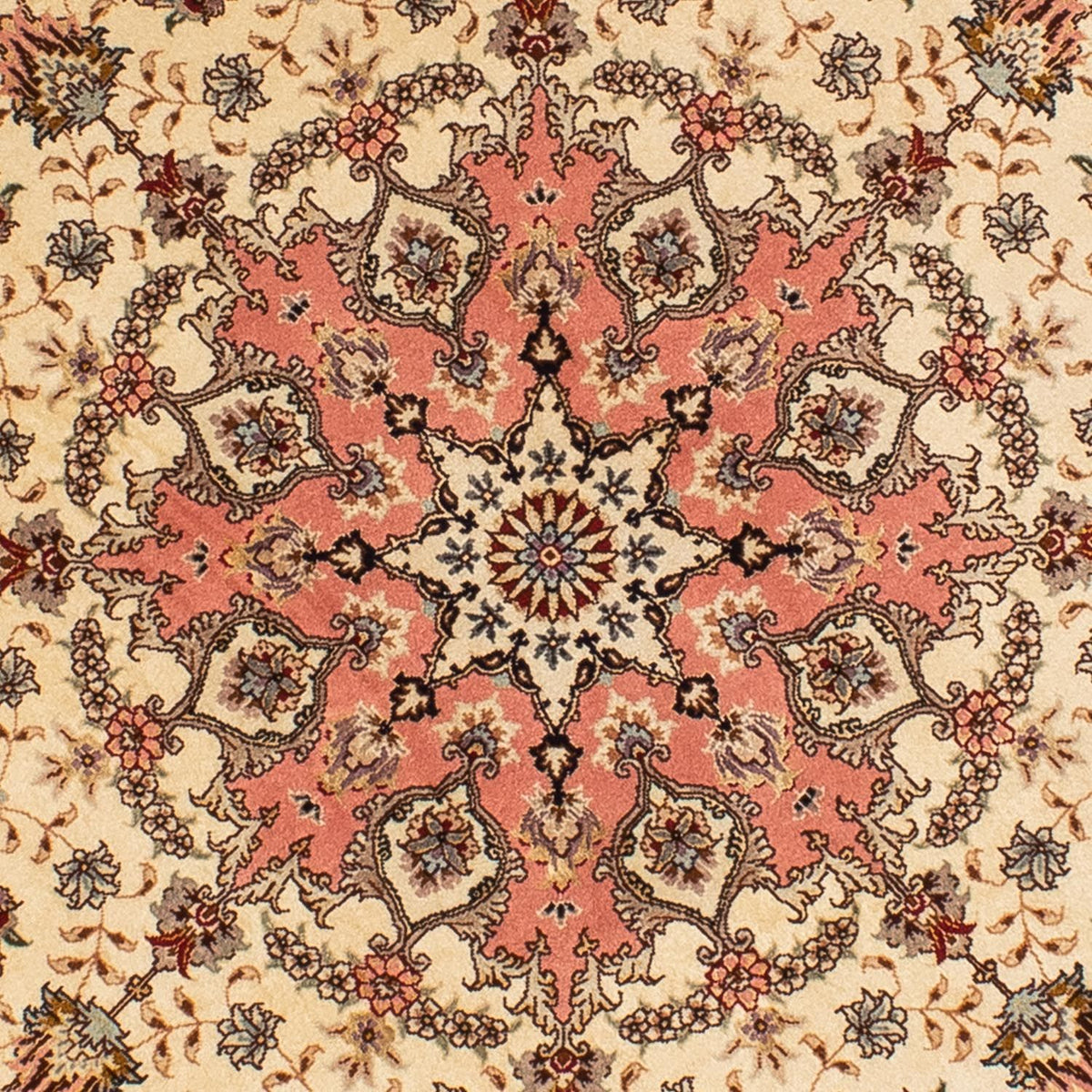Persisk matta - Tabriz - Royal runt  - 150 x 150 cm - ljusbrun