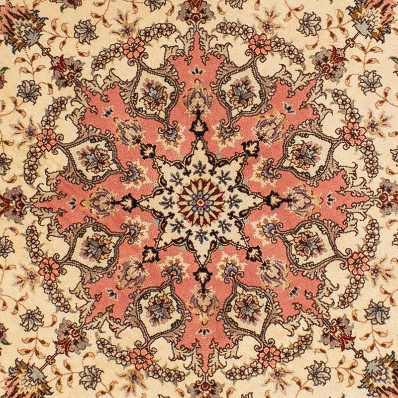 Persisk matta - Tabriz - Royal runt  - 150 x 150 cm - ljusbrun