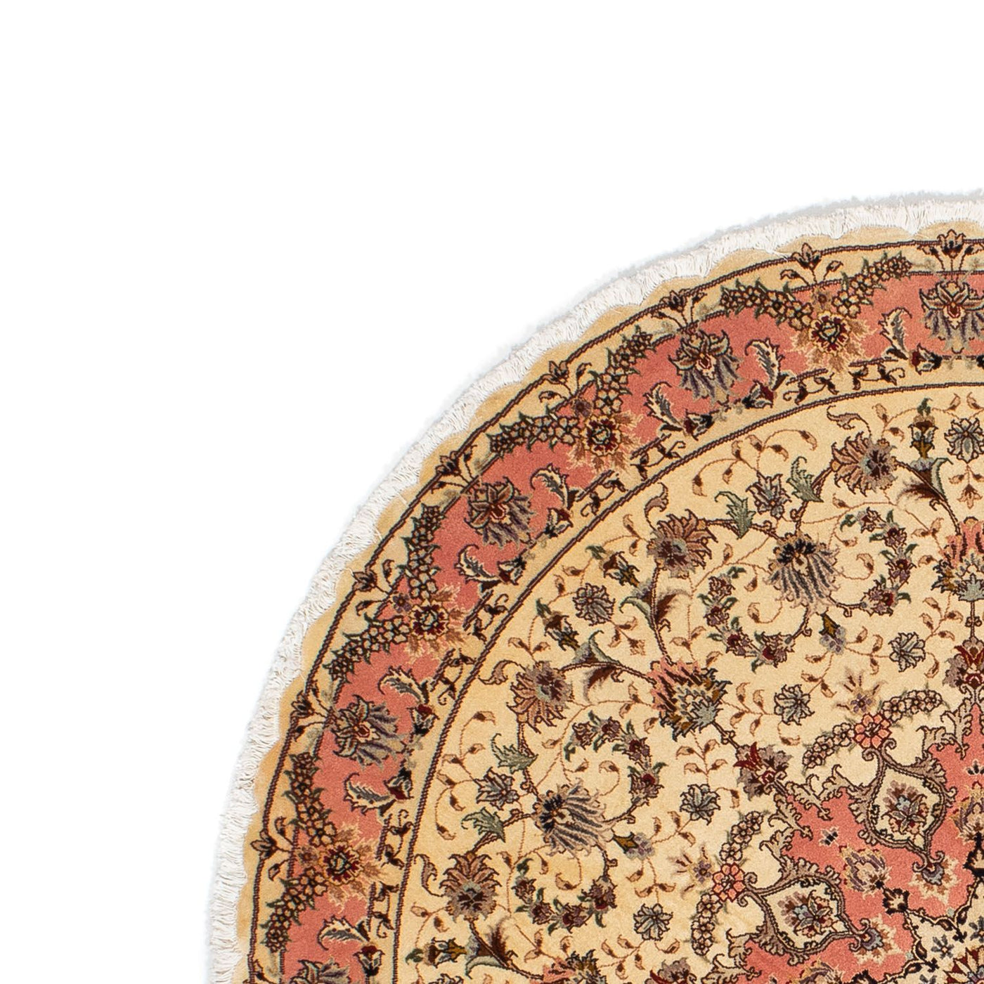 Persisk matta - Tabriz - Royal runt  - 150 x 150 cm - ljusbrun