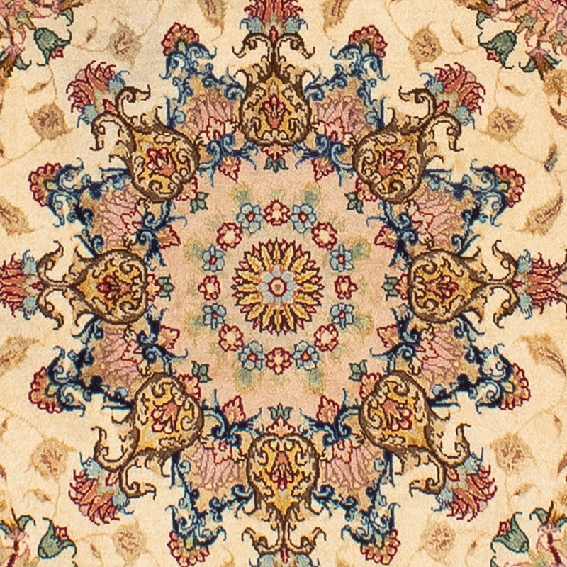 Persisk matta - Tabriz - Royal runt  - 150 x 150 cm - ljusbrun