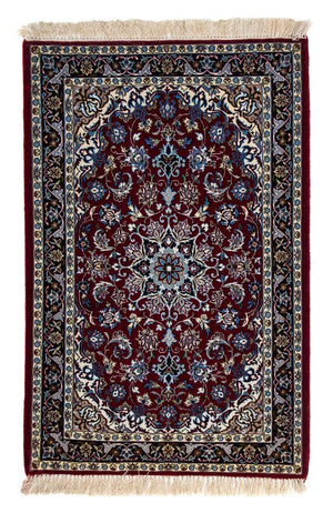Persisk matta - Isfahan - Premium - 108 x 70 cm - mörkröd