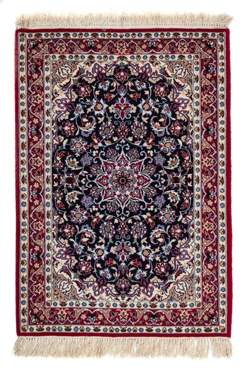 Persisk matta - Isfahan - Premium - 104 x 73 cm - mörkröd