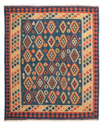 Kelim Carpet - orientalisk matta - 232 x 194 cm - blå