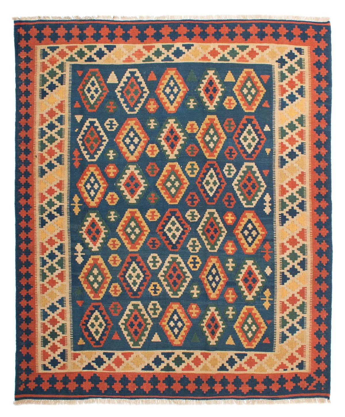 Kelim Carpet - orientalisk matta - 232 x 194 cm - blå