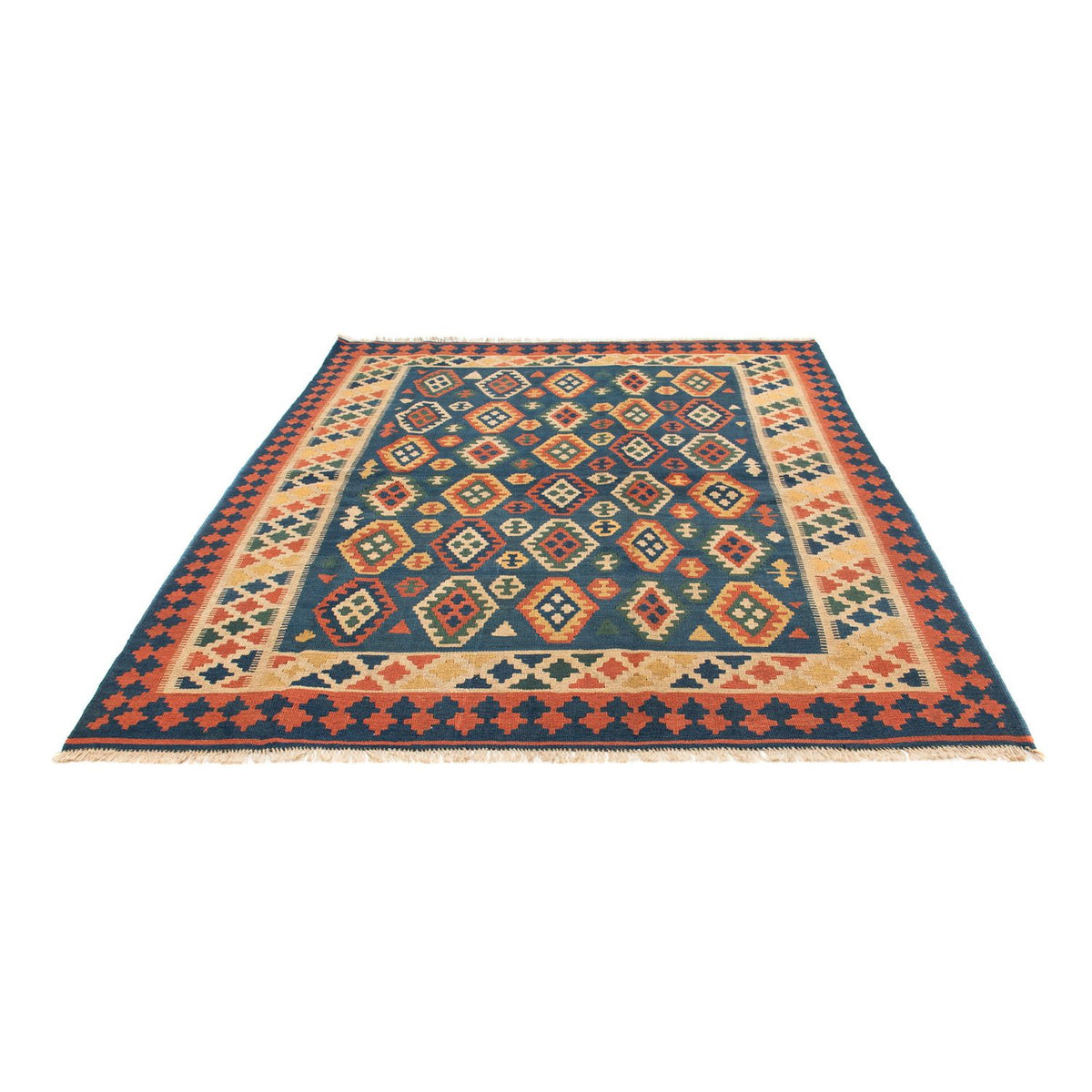 Kelim Carpet - orientalisk matta - 232 x 194 cm - blå