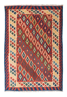 Kelim Carpet - orientalisk matta - 206 x 156 cm - mörkröd