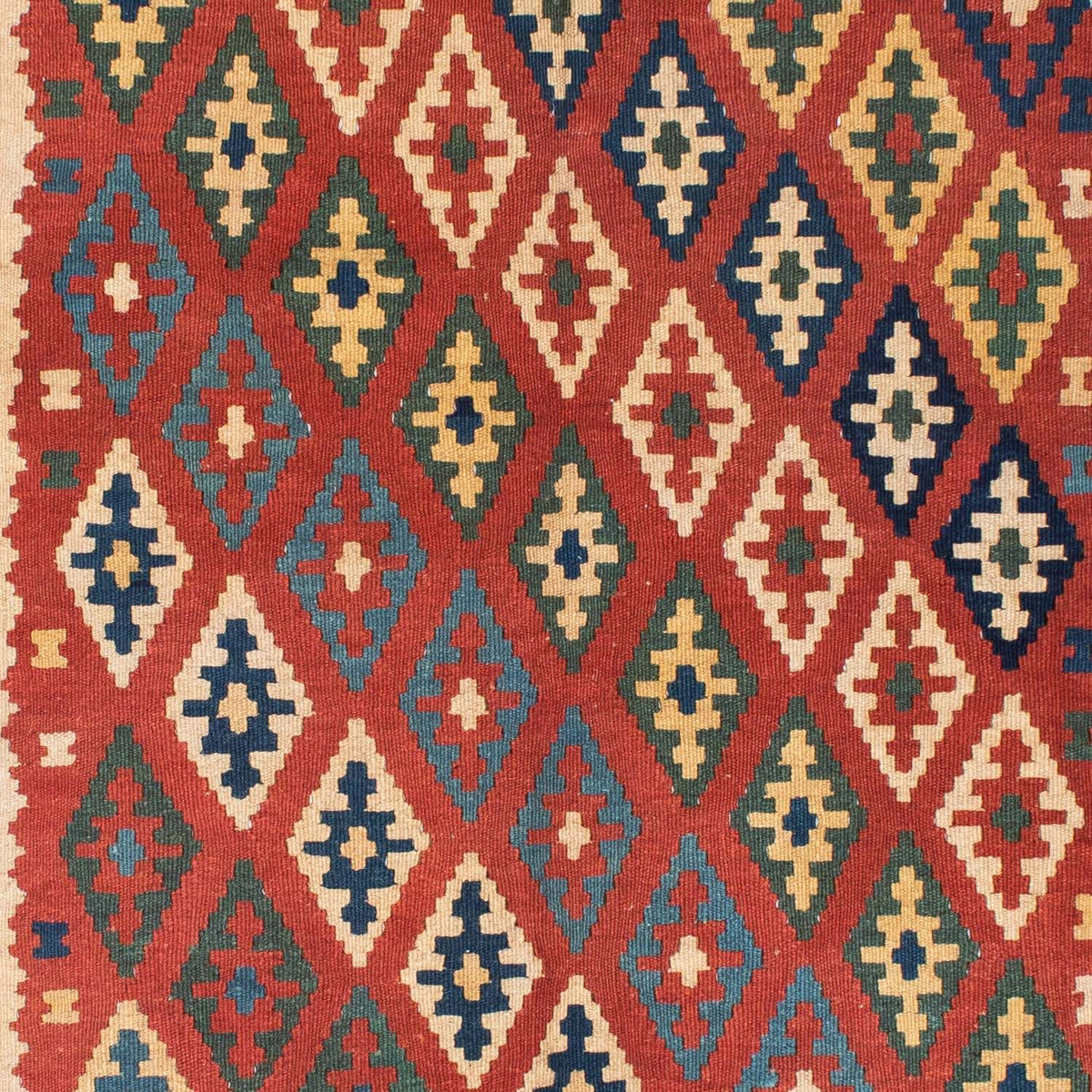 Kelim Carpet - orientalisk matta - 206 x 156 cm - mörkröd