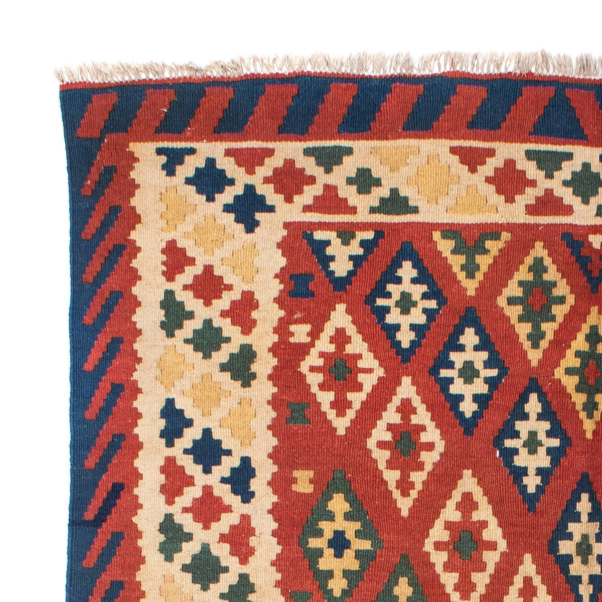 Kelim Carpet - orientalisk matta - 206 x 156 cm - mörkröd