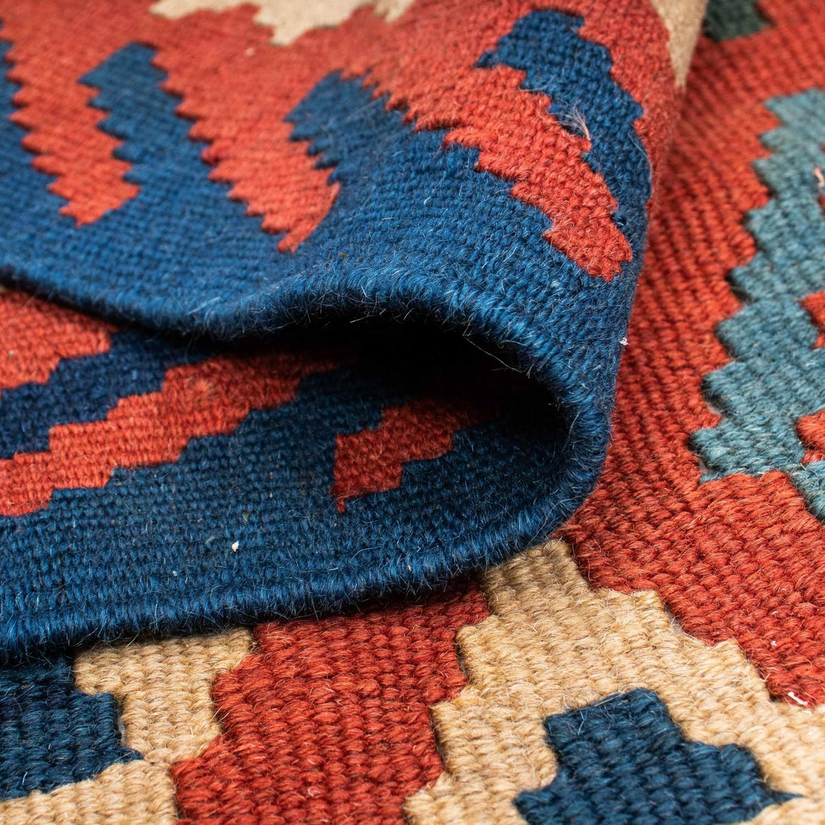 Kelim Carpet - orientalisk matta - 206 x 156 cm - mörkröd