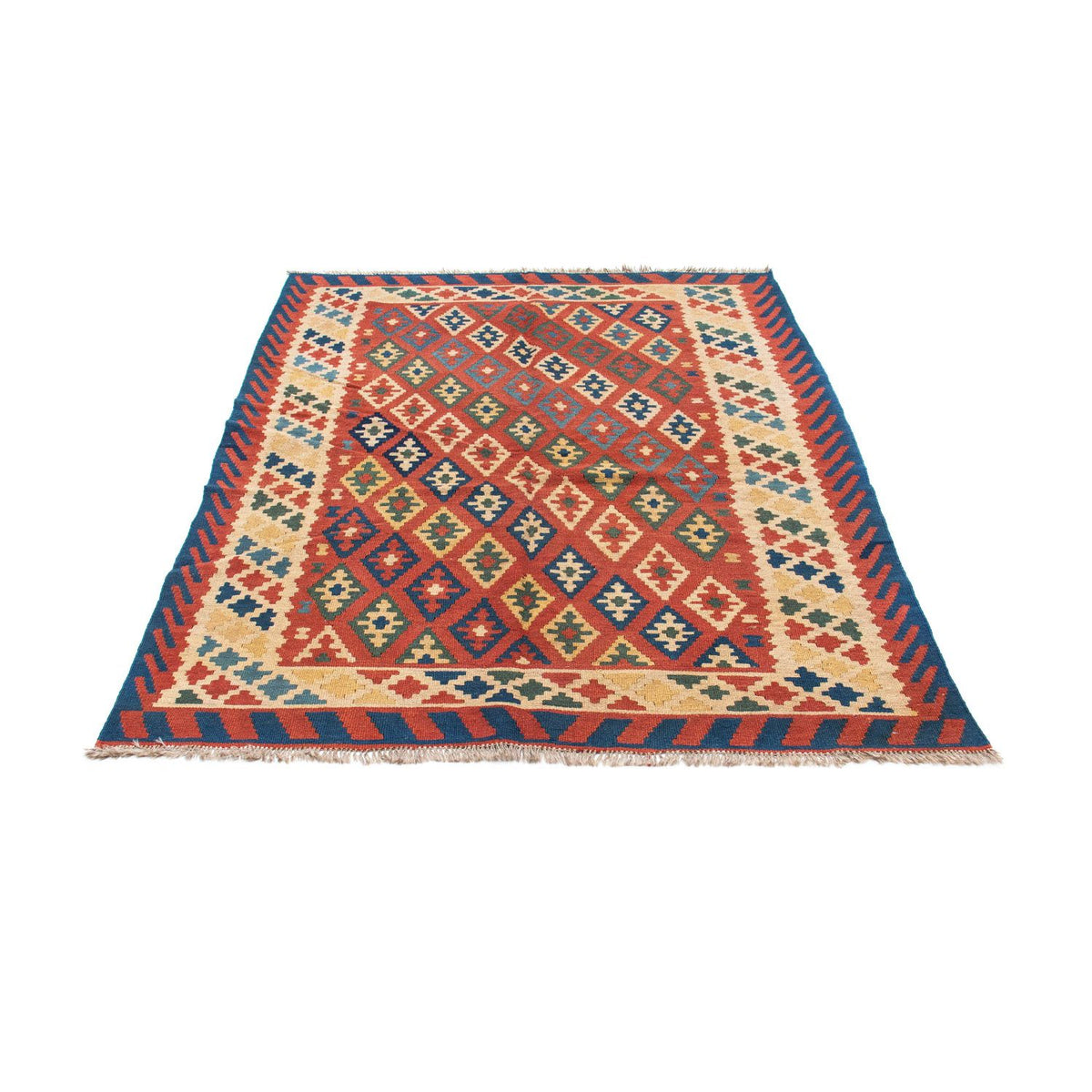 Kelim Carpet - orientalisk matta - 206 x 156 cm - mörkröd