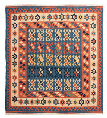 Kelim Carpet - orientalisk matta kvadrat  - 212 x 197 cm - blå