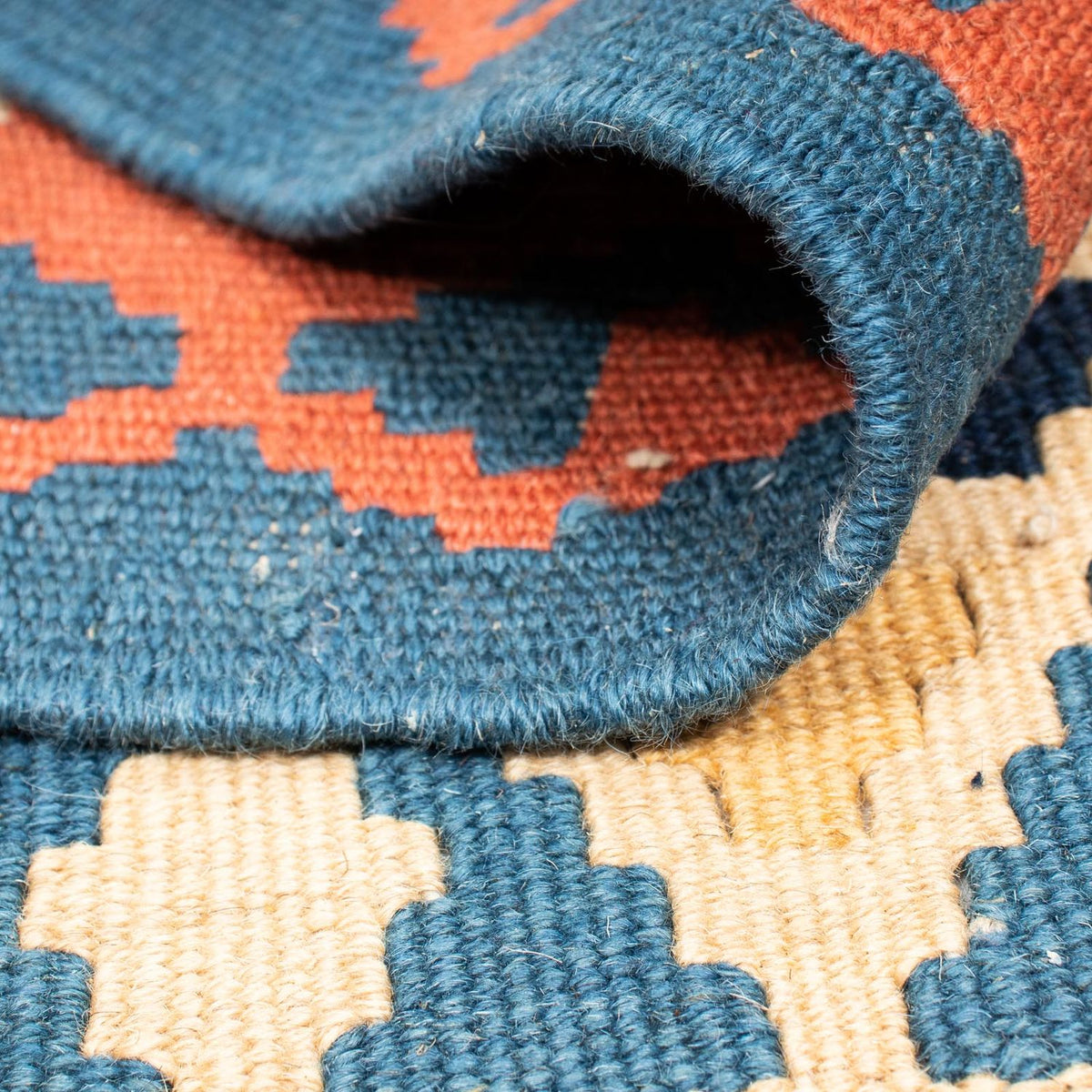 Kelim Carpet - orientalisk matta kvadrat  - 212 x 197 cm - blå