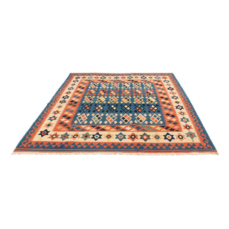 Kelim Carpet - orientalisk matta kvadrat  - 212 x 197 cm - blå