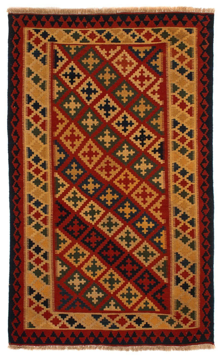 Kelim Carpet - orientalisk matta - 211 x 146 cm - mörkröd