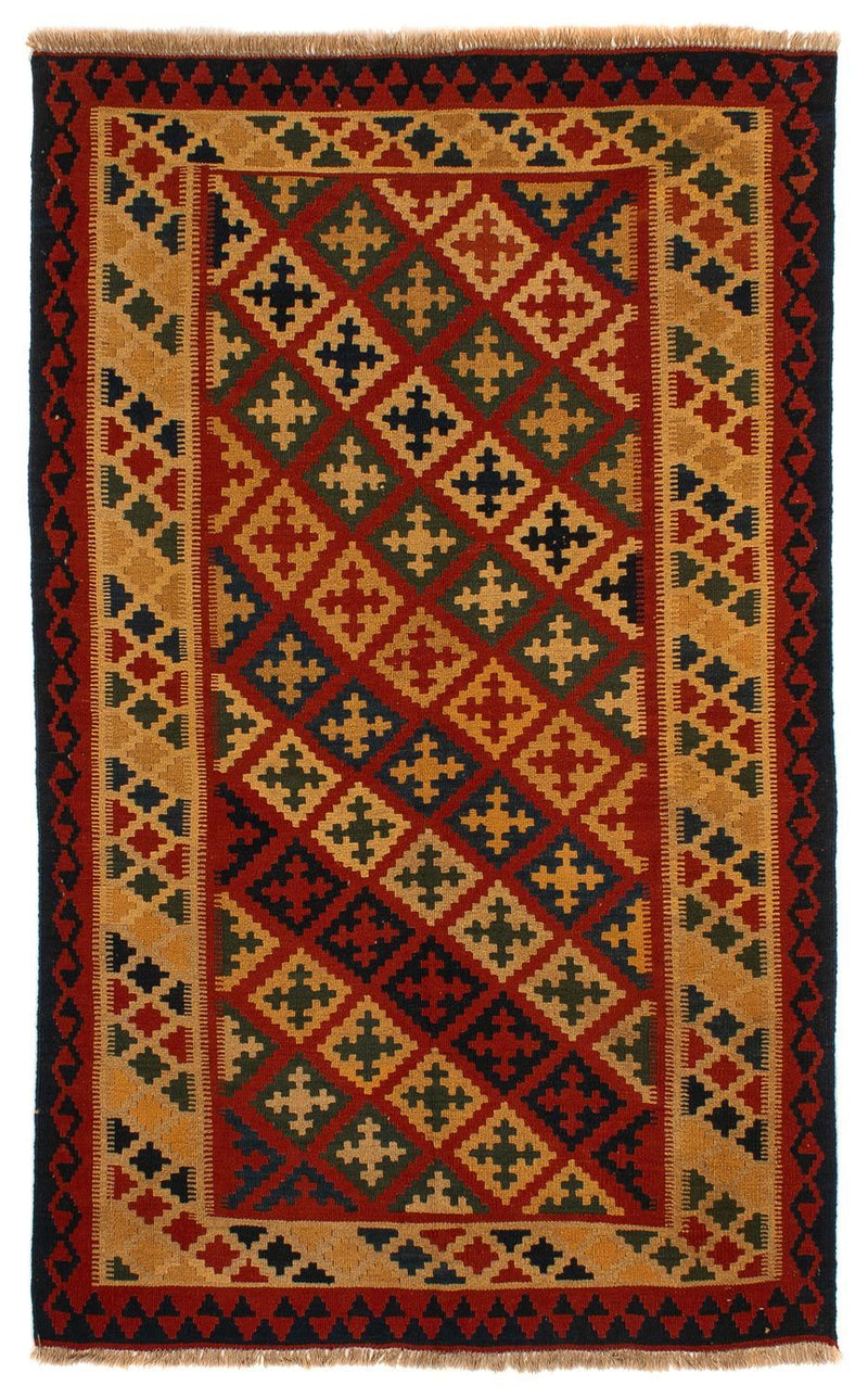 Kelim Carpet - orientalisk matta - 211 x 146 cm - mörkröd