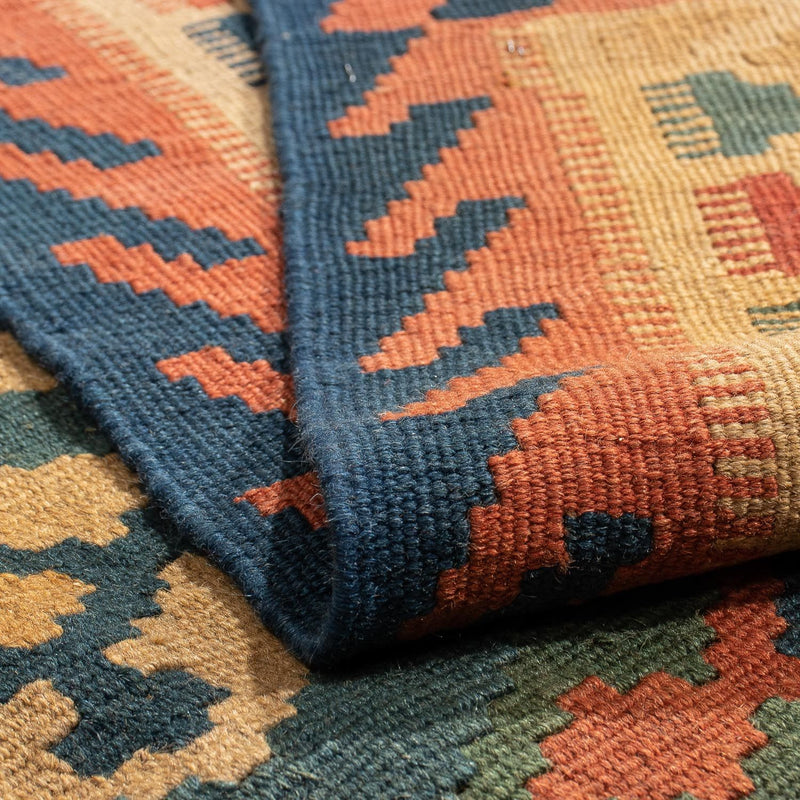 Kelim Carpet - orientalisk matta - 203 x 155 cm - mörkblå