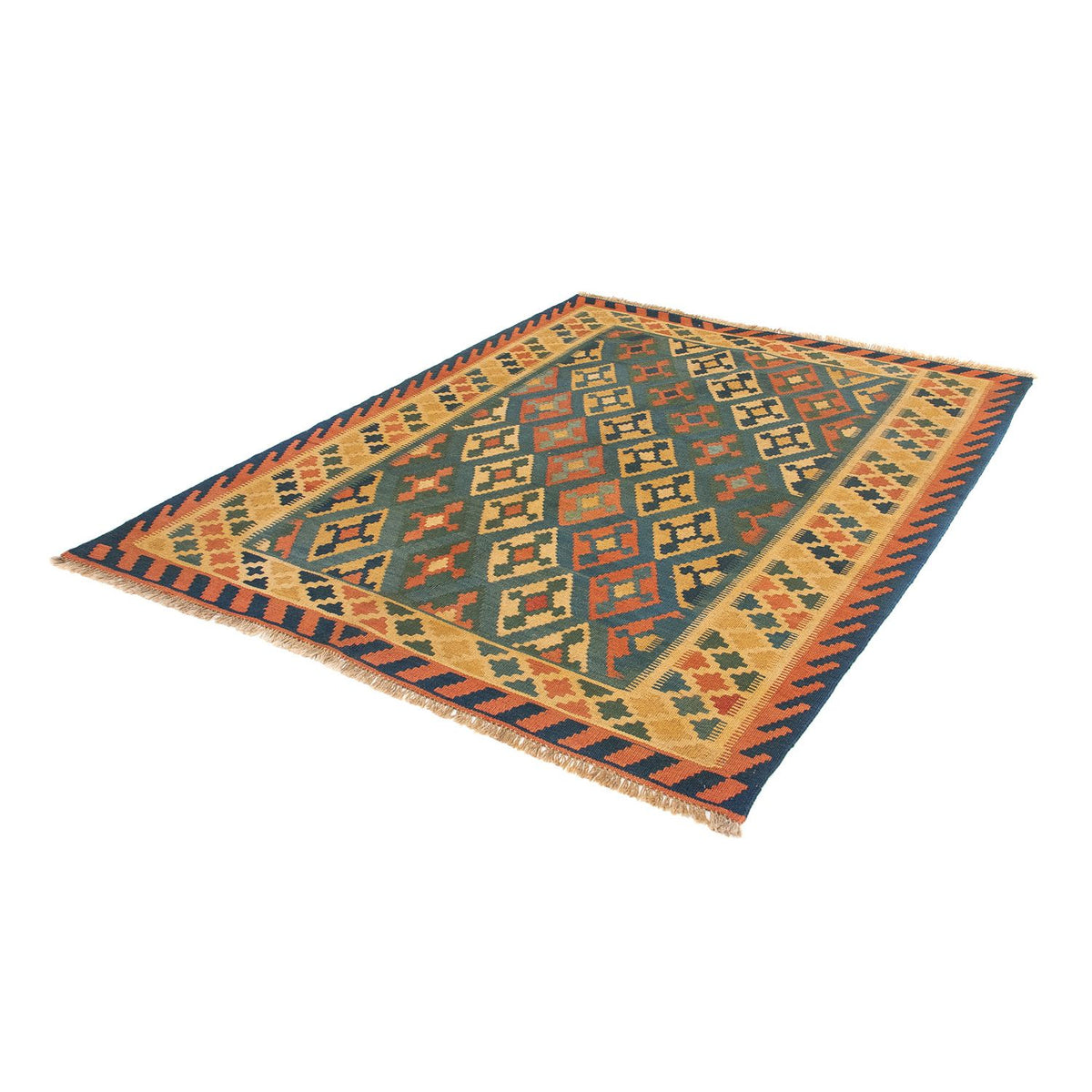 Kelim Carpet - orientalisk matta - 203 x 155 cm - mörkblå